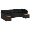 vidaXL Gar&eth;s&oacute;fa sett me&eth; p&uacute;&eth;i 7 pcs Svartur p&oacute;l&yacute;rattan