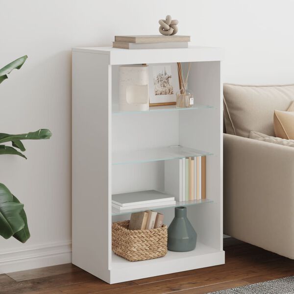 vidaXL Skenkur me&eth; LED Lj&oacute;sum Hv&iacute;tur 60,5x37x100 cm