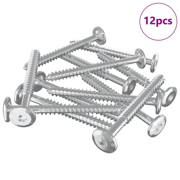vidaXL Tr&eacute;stungur 12 pcs Silfur M6 x 70 mm St&aacute;l