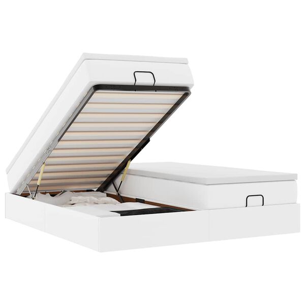 vidaXL Ottoman rúmgrind með dýnum Hvítt 180x200 cm gervi leður