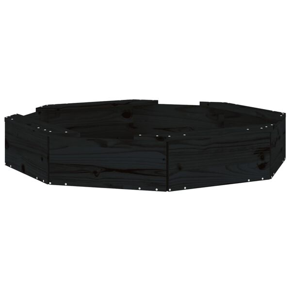 vidaXL Sandkassi með Sætum Svört átthyrningur Gegnheilum Viðarfuru