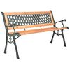 vidaXL gar&eth;bekkur 116 cm steypuj&aacute;rni og gegnheilum vi&eth;i