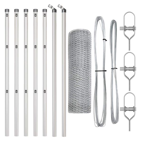 vidaXL Girðingarpóstur Silfur 10 x 0,5 m (25 mm net) Stál