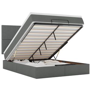 vidaXL Ottoman r&uacute;m me&eth; d&yacute;nu & LED d&ouml;kkgr&aacute;um 140x200 cm Efni