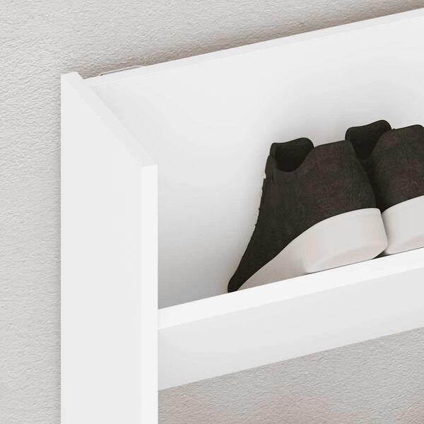 vidaXL Veggfestur Sk&oacute;sk&aacute;pur Hv&iacute;tur 80x18x60 cm Samsettur Vi&eth;ur