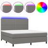 vidaXL H&oacute;lfa&eth; Springr&uacute;m me&eth; D&yacute;nu&LED D&ouml;kkgr&aacute;tt 180x200cm Tauefni