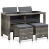 vidaXL &Uacute;tibor&eth;stofusett 5 stk. me&eth; P&uacute;&eth;um P&oacute;l&yacute;rattan Gr&aacute;tt
