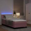 vidaXL LED Box Spring R&uacute;m me&eth; d&yacute;nu me&eth; led Bleikur 90 x 190 cm Flauel