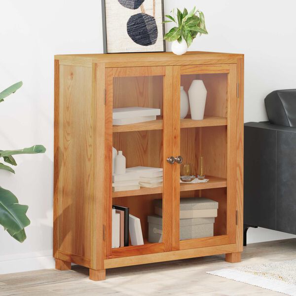 vidaXL Cabinet me&eth; hillu Br&uacute;nn 80 x 35 x 95 cm Samsettur vi&eth;ur