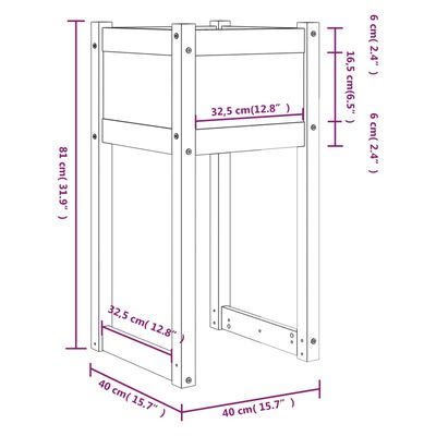 vidaXL gróðursett 2 stk Svartar 40x40x81 cm Solid Wood Furu