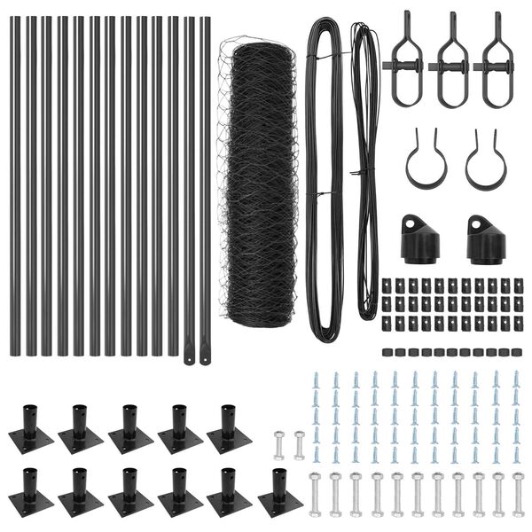 vidaXL Gir&eth;ingarp&oacute;stur Gr&aacute;r 25 x 0,4 m (50 mm net) St&aacute;l og PVC