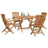 vidaXL Gar&eth;ur bor&eth;sett 5 pcs Br&uacute;nn Solid teak vi&eth;ur