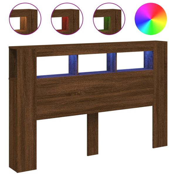 vidaXL LED H&ouml;f&eth;agafl Br&uacute;nn Eikarlitur 160x18,5x103,5cm Samsettur Vi&eth;ur