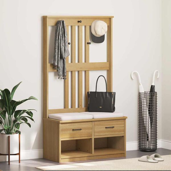 vidaXL Hall Tree SANDNES 87x40x159,5 cm gegnheilvi&eth;i furu