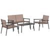 vidaXL Gar&eth;ur bor&eth;sett 4 pcs Br&uacute;nn p&oacute;l&yacute;rattan