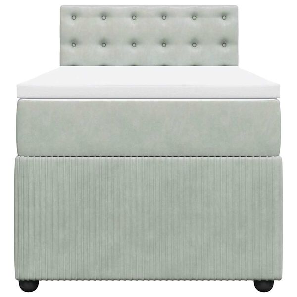 vidaXL H&oacute;lfa&eth; Springr&uacute;m Lj&oacute;sgr&aacute;tt 90x190 cm Flauel