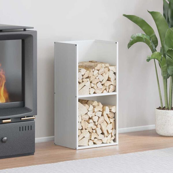 vidaXL Eldiviðargrind Hvítt 40x30x80 cm Kaldvalsað stál