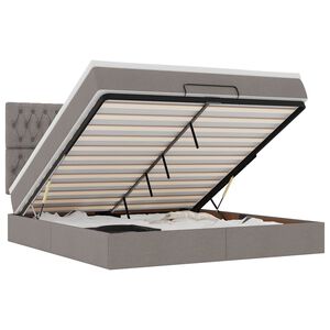 vidaXL Ottoman R&uacute;m me&eth; D&yacute;nu & LED Taupe 180x200cm Efni