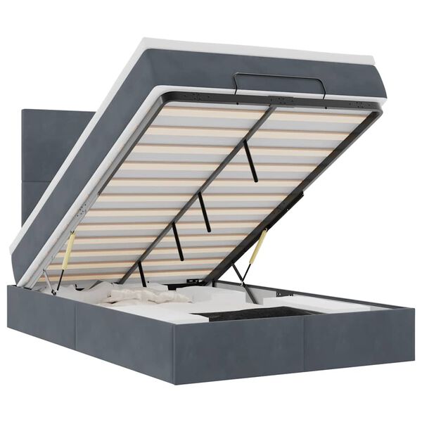 vidaXL Ottoman r&uacute;mgrind me&eth; d&yacute;num d&ouml;kkgr&aacute; 120x190cm flauel