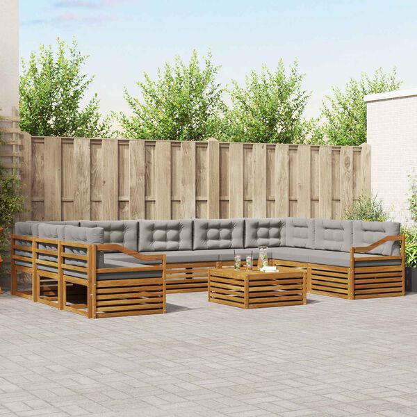 vidaXL S&oacute;fasett 10 pcs N&aacute;tt&uacute;rulegt og Lj&oacute;st Gr&aacute;tt Hrein akas&iacute;utr&eacute;