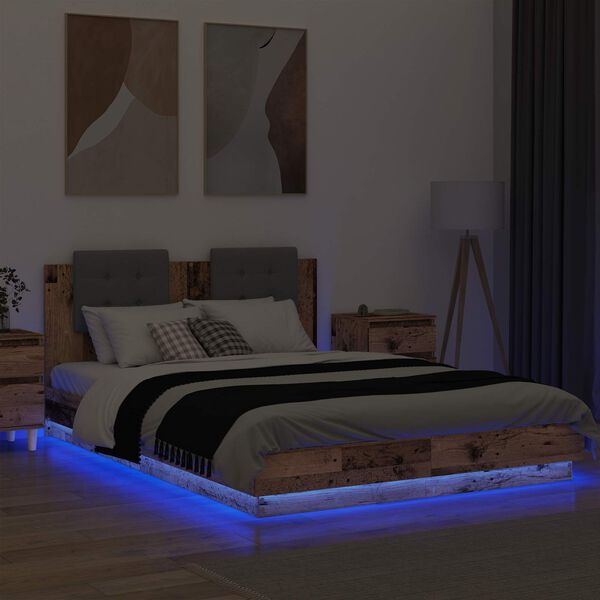 vidaXL R&uacute;mfell me&eth; h&ouml;f&eth;agafli me&eth; h&ouml;fu&eth;gafl Gamall vi&eth;ur 160 x 200 cm