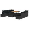 vidaXL Gar&eth;s&oacute;fa sett me&eth; p&uacute;&eth;i 11 pcs Svartur p&oacute;l&yacute;rattan