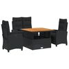 vidaXL 4 Parta Gar&eth;bor&eth;stofusett me&eth; Sessum Svart P&oacute;l&yacute;rattan