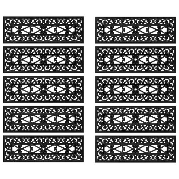 vidaXL Þrepamottur í Stiga 10 stk. 25x75 cm Gúmmí