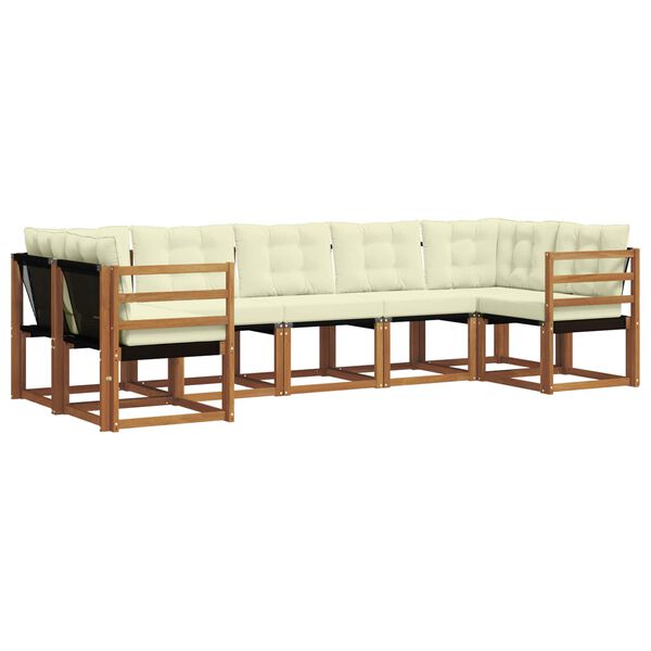 vidaXL &Uacute;ti s&oacute;fasett me&eth; p&uacute;&eth;i 7 pcs N&aacute;tt&uacute;rulegur og svartur