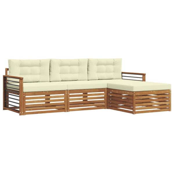 vidaXL &Uacute;ti s&oacute;fasett me&eth; p&uacute;&eth;i 4 pcs N&aacute;tt&uacute;rulegt og Krem