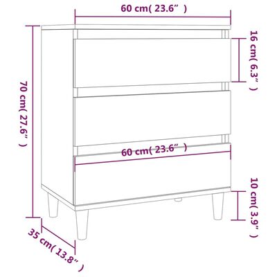 vidaXL Skenkur Sonoma Eik 60x35x70 cm Samsettur Viður