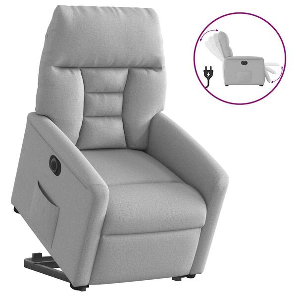 vidaXL Electric Stand up Recliner st&oacute;ll Cloud Grey Efni