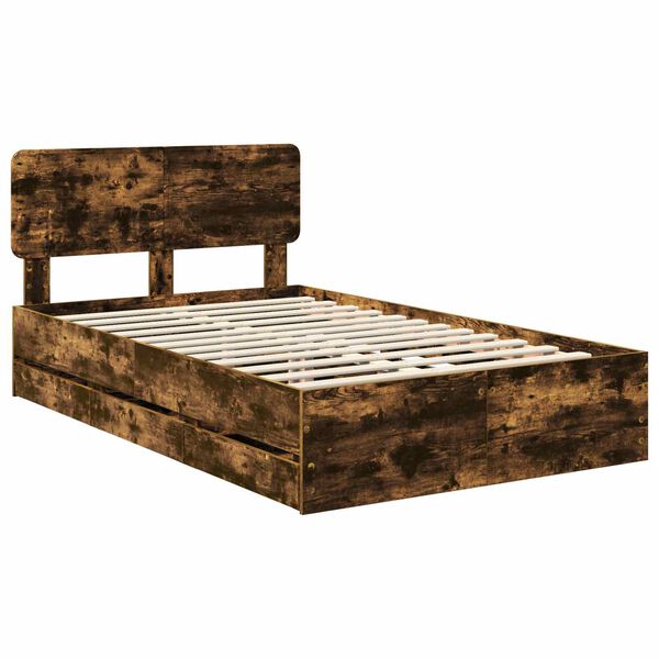 vidaXL Ramsv&iacute;k me&eth; h&ouml;fu&eth;gafl Reyktur Eik 135 x 190 cm Verkefnavi&eth;ur