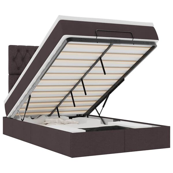 vidaXL Ottoman r&uacute;mgrind me&eth; d&yacute;nu D&ouml;kkbr&uacute;nt 120x190 cm Efni