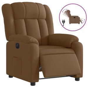 vidaXL Electric Recliner st&oacute;ll Br&uacute;nt efni