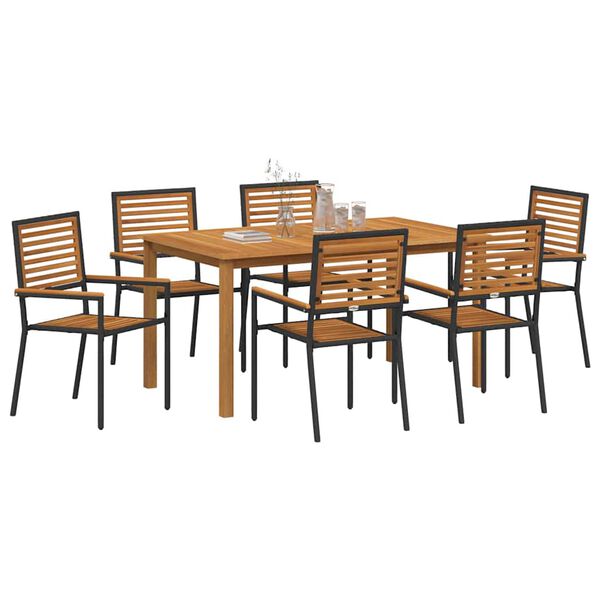 vidaXL Garður borðsett 7 pcs Svartur Poly rattan