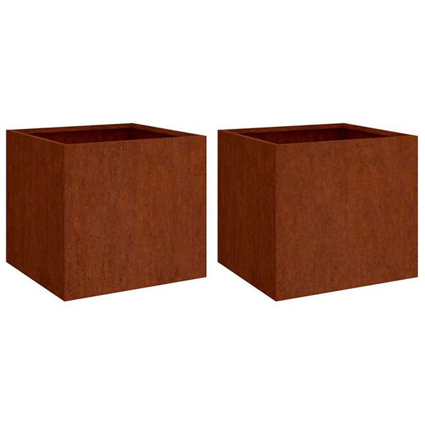 vidaXL gr&oacute;&eth;ursetningar 2 stk 32x30x29 cm Corten St&aacute;l
