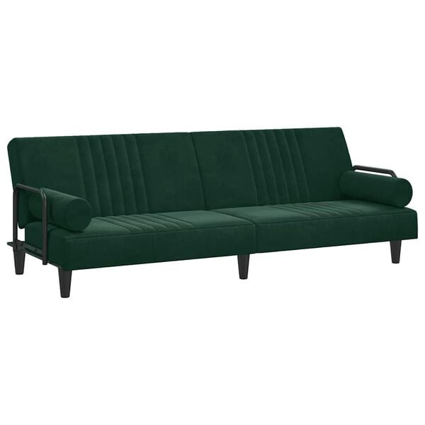 vidaXL svefns&oacute;fi me&eth; armhv&iacute;lum Dark Green Velvet