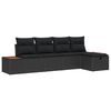 vidaXL Gar&eth;s&oacute;fa sett me&eth; kodda 5 pcs Svartur Poly rattan