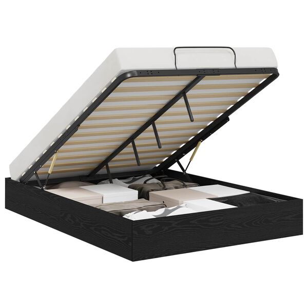 vidaXL Ott&oacute;man s&aelig;ngurrammi Svart Eik 203 x 140 x 25 cm Verkefnavi&eth;ur