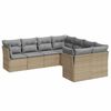 vidaXL 8 Hluta Gar&eth;s&oacute;fasett me&eth; Sessum Drappa&eth; P&oacute;l&yacute;rattan