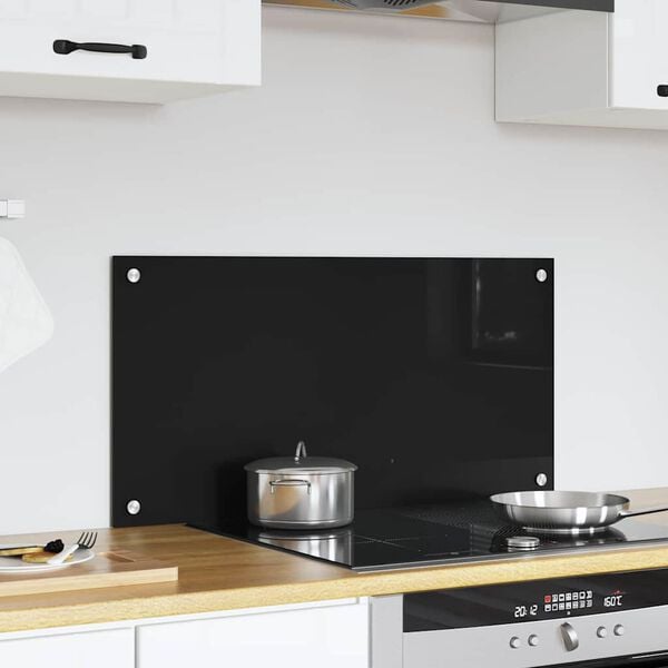 vidaXL Eldhús Backsplash Svartur 80 x 40 cm hertuð gler