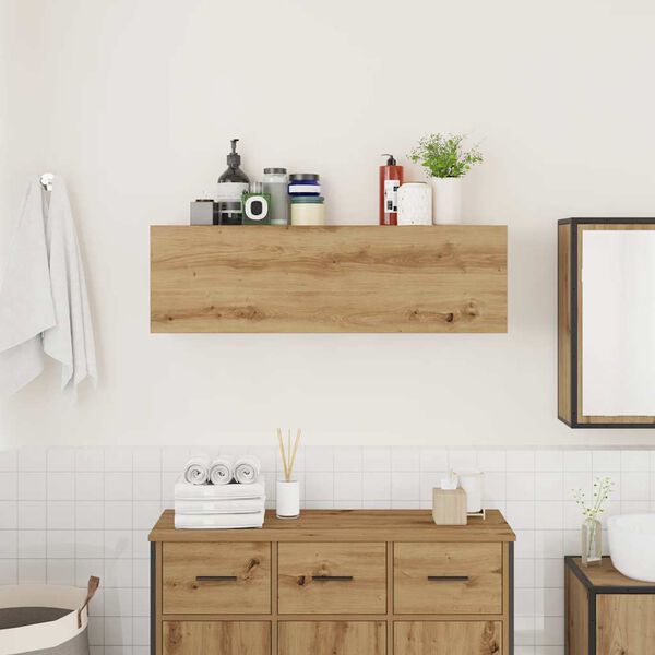 vidaXL ba&eth;herbergis veggsk&aacute;pur Artisan Oak 100x25x30 cm Hanna&eth;ur vi&eth;ur