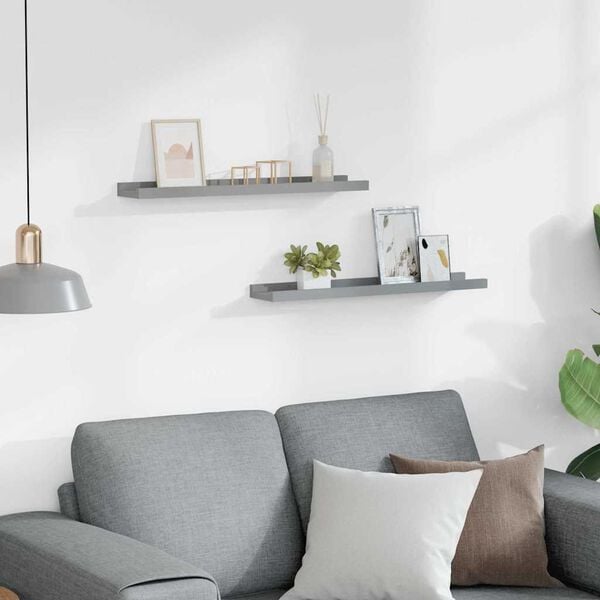 vidaXL Myndarammi Syllu Hillur 2 stk Gr&aacute;r 60x9x3 cm MDF