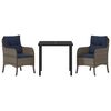 vidaXL Gar&eth;ur bor&eth;sett me&eth; p&uacute;&eth;i 3 pcs Gr&aacute;r p&oacute;l&yacute;rattan