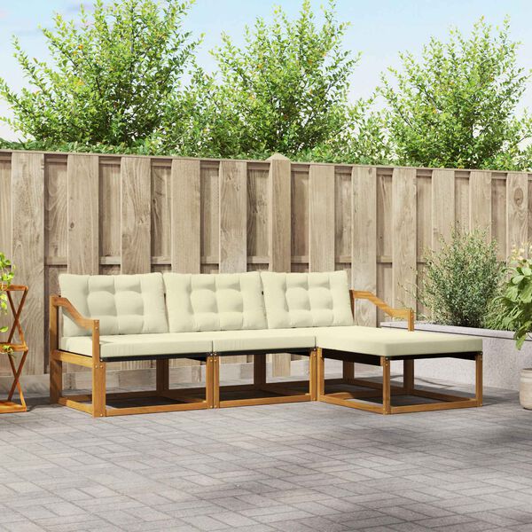 vidaXL &Uacute;ti s&oacute;fasett me&eth; p&uacute;&eth;i 4 pcs N&aacute;tt&uacute;rulegt og Krem