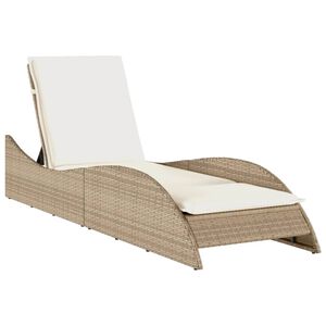 vidaXL Sólbekkur með Sessu 60x205x73 cm Drappað Pólýrattan