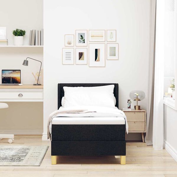 vidaXL Kassi vorinn r&uacute;m me&eth; d&yacute;nu Svartur 200 x 80 cm d&uacute;kur