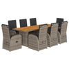 vidaXL 9 Parta Gar&eth;h&uacute;sgagnasett me&eth; Sessum P&oacute;l&yacute;rattan Gr&aacute;tt