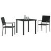 vidaXL Gar&eth;ur bor&eth;sett 3 pcs Svartur PE rattan